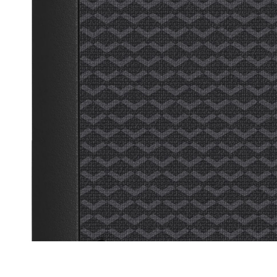 Close-up of black switchable luggage canvas board with scratch-resistant geometric texture